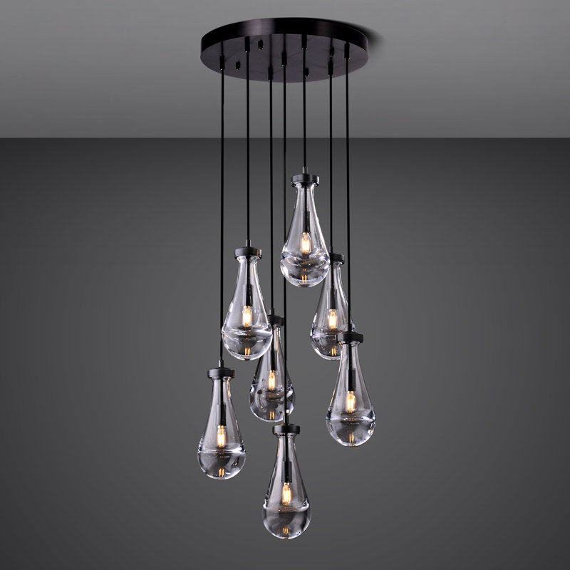 7-Light Dimmable Teardrop Chandelier (Bulbs Include), Matte Black