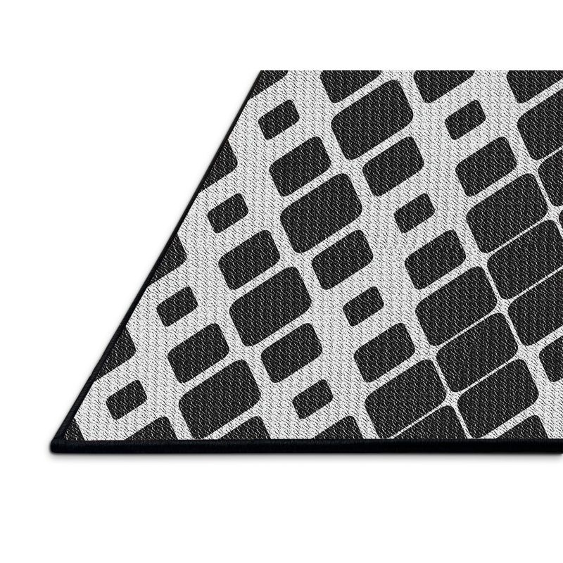 Gris/noir à motif Tapis décoratif, Rectangle 7 pi x 10 pi