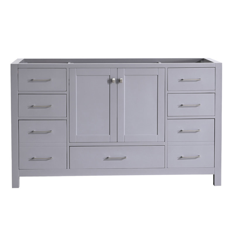 【Lavabo non inclus, armoire de meuble-lavabo seulement】 Meuble-lavabo de salle de bain seulement, meuble-lavabo simple gris, rangement de salle de bain avec portes et tiroirs à fermeture en douceur