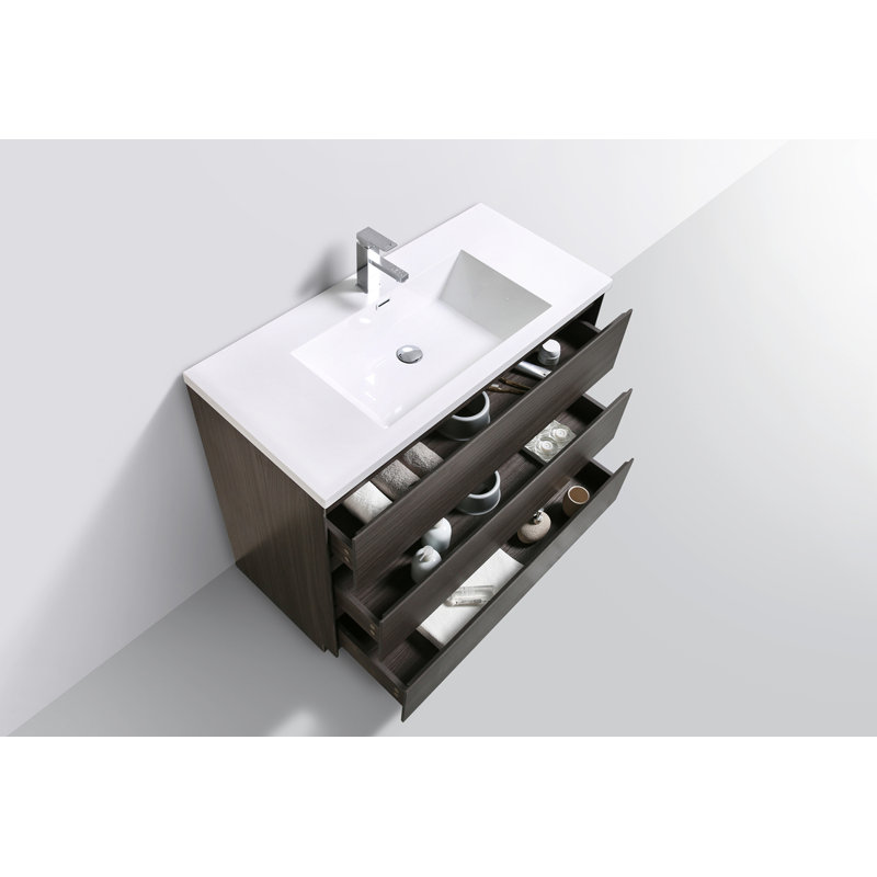 Hargrave 41.7'' Single Bathroom Vanity with Plastic Top, Dark Gray Oak