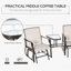 Fauteuils à bascule d'extérieur avec table basse, balançoire à bascule 2 places pour terrasse et jardin, beige