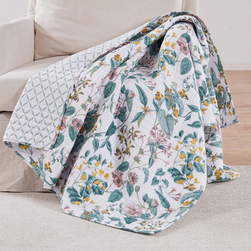 Verity Teal Quilted Throw