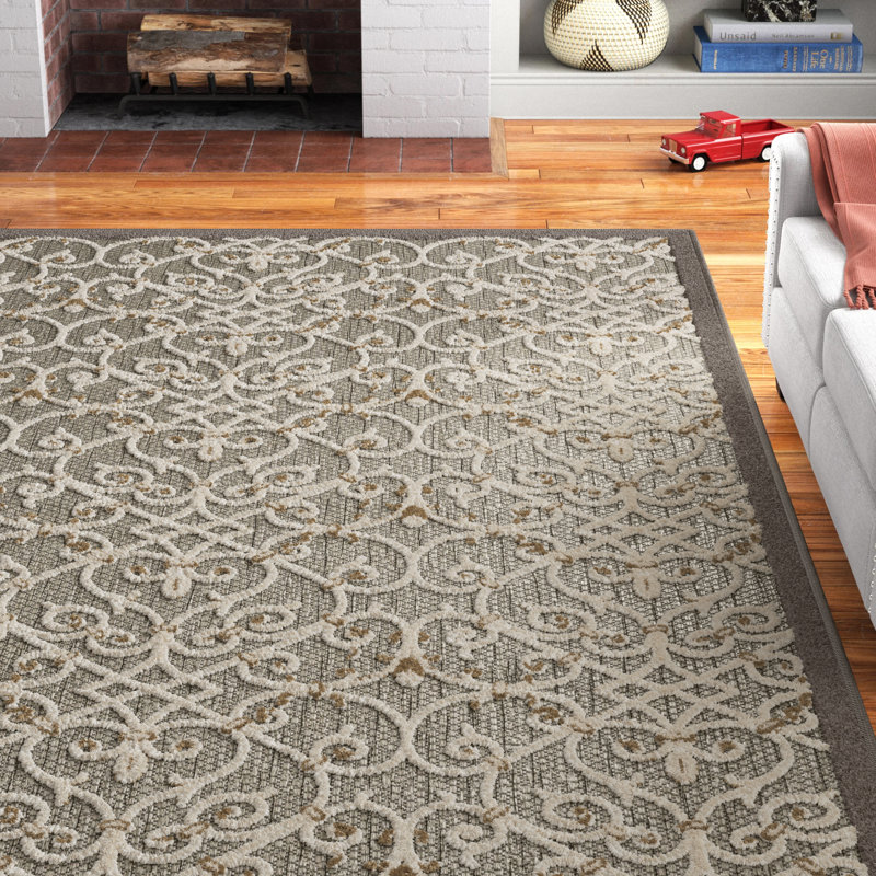 Miraloma Machine Woven Geometric Indoor / Outdoor Rug, Rectangle 9'6" x 13'