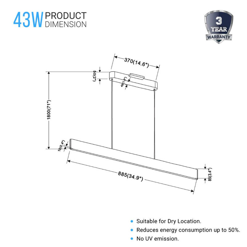 Aeihso 1 - Light LED Unique/Statement Pendant, Matte Black