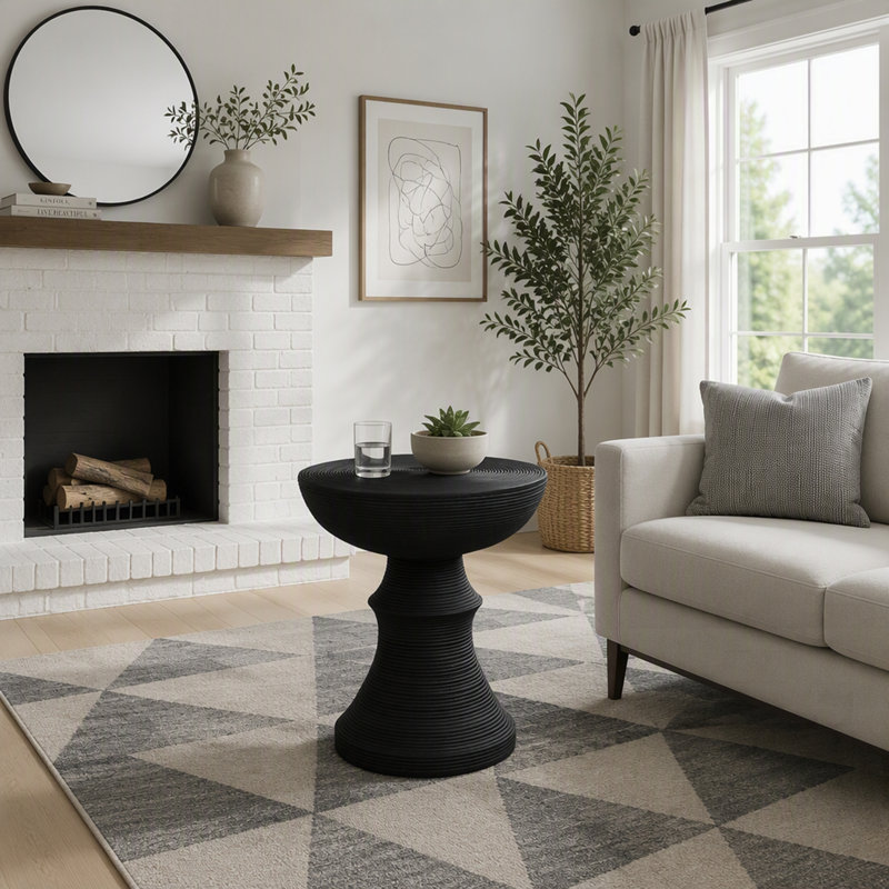 Table d'appoint contemporaine à 2 niveaux avec rangement, idéale pour une utilisation intérieure et extérieure dans les espaces de vie modernes