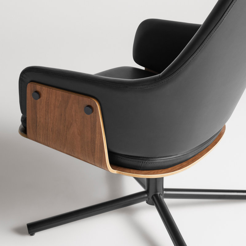 Lock Swivel Lounge Chair, Onyx Leather, Black