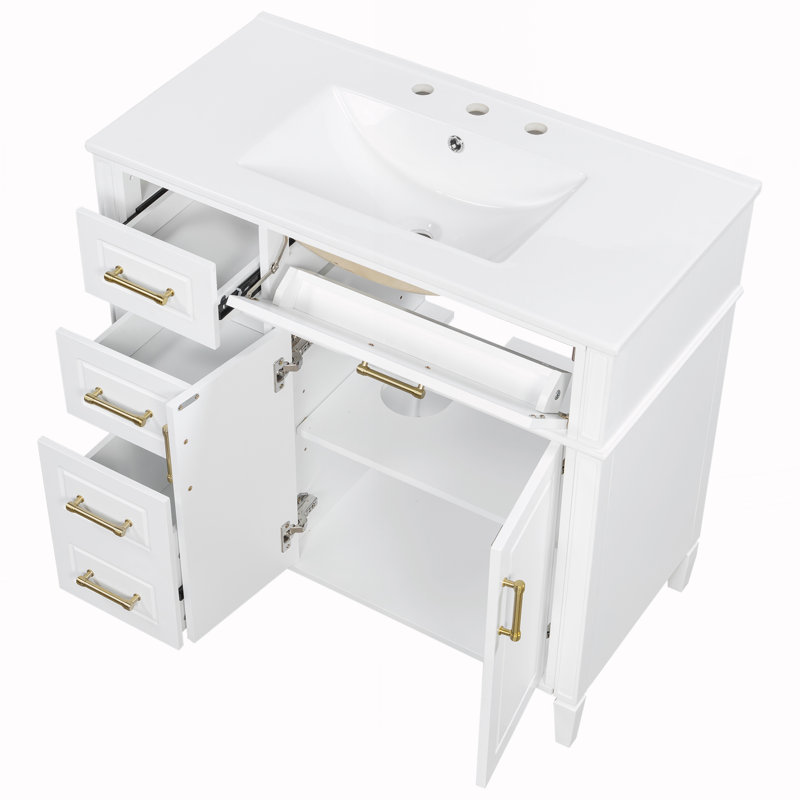 Meuble-lavabo de salle de bain avec lavabo, Blanc