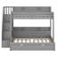 Lit superposé simple au-dessus de double avec lit gigogne et escalier de rangement, garde-corps pleine longueur, tablettes de rangement et port USB, aucune boîte à ressorts nécessaire-121954287