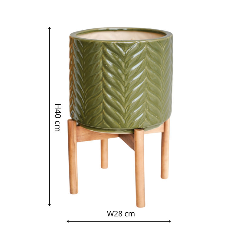 Cachepot, 34cm H x 22cm W x22cm D, Olive