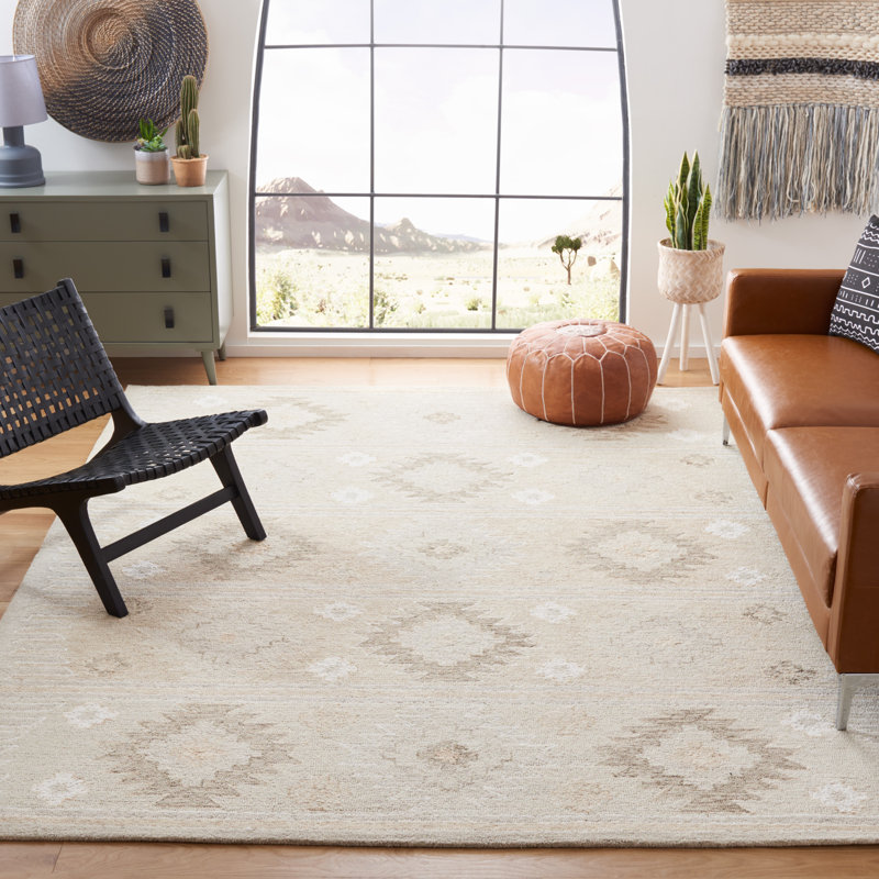 Yazmin Hand Tufted Wool Geometric Rug, Rectangle 8' x 10'