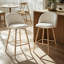 George Oliver Modern 26" Swivel Counter Stool - Fabric Upholstery with Oak Legs, Stylish Seating for Kitchen Bar or Dining Area-543563461