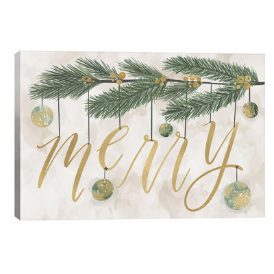 Gilded Christmas Greenery by Richelle Garn - Wrapped Canvas Print