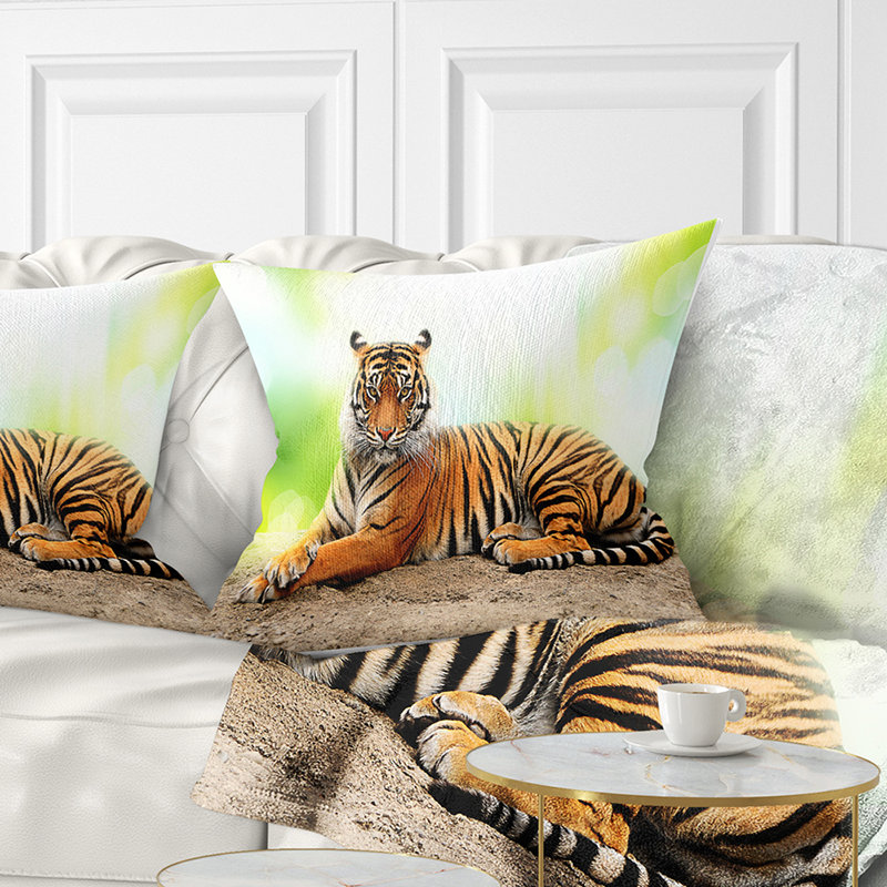 Tigre relaxant - oreiller imprimé animal, 16 po x 1 po, Coussin décoratif