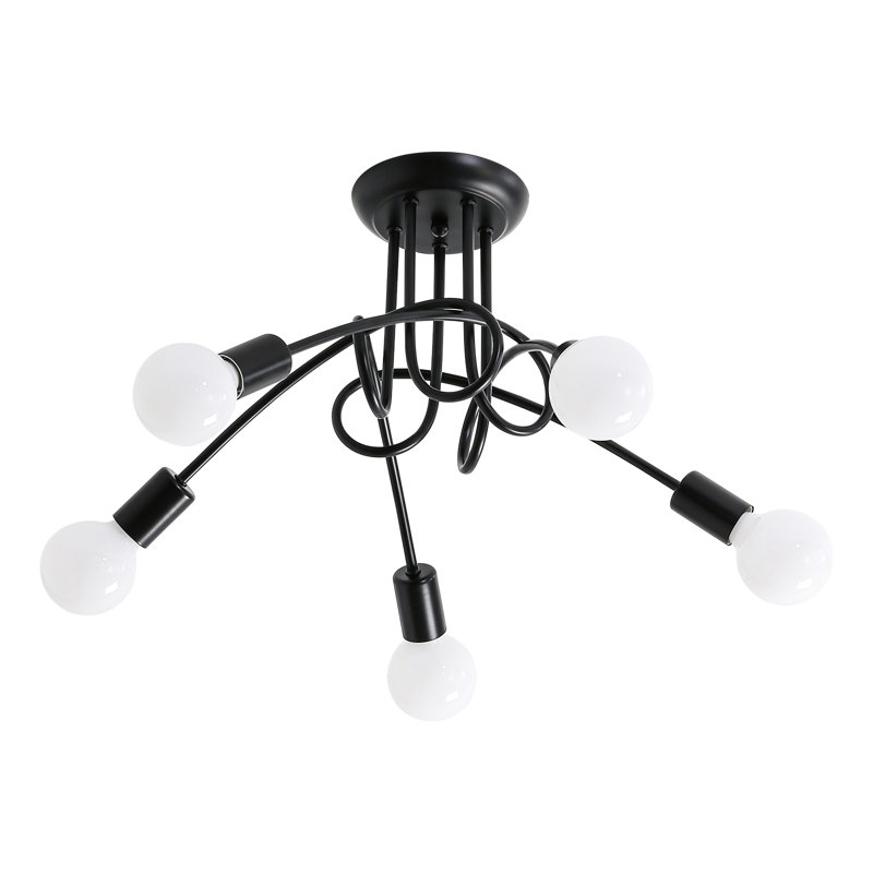 Kimmell 5-Light 60cm Semi Flush Mount Ceiling Light, Black