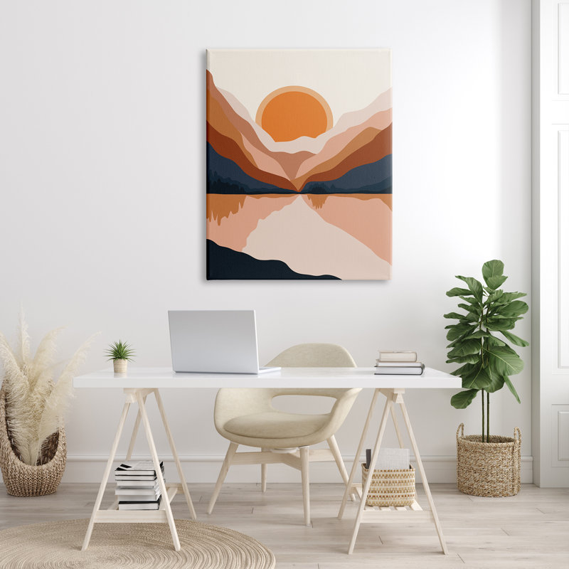 Lever de soleil orange vibrant, Toile tendue, H 48 po x l 36 po