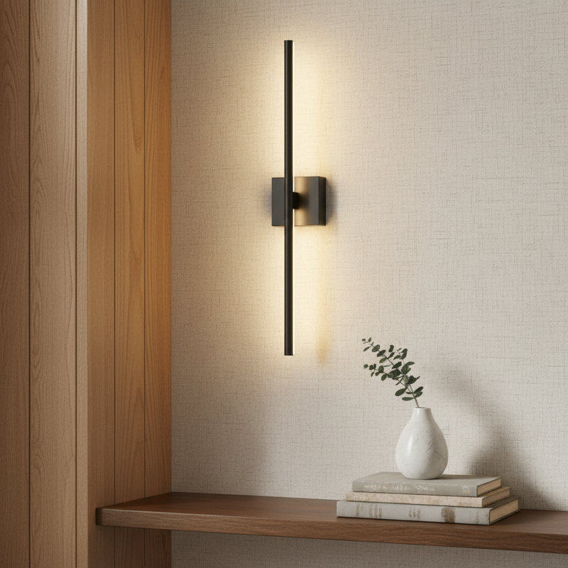 Krushe LED Wall Sconces Linear Simple Style Vanity Light Modern Bathroom Bar Hardwired, Black, 28" H x 4.7" W x 3.3" D