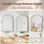 Armoire à pharmacie de salle de bain arquée 20 po x 30 po avec miroir, armoire de rangement encastrée / à fixation murale, structure en métal noir, installation facile pour meuble-lavabo de salle de bain-1212527184-1212527186