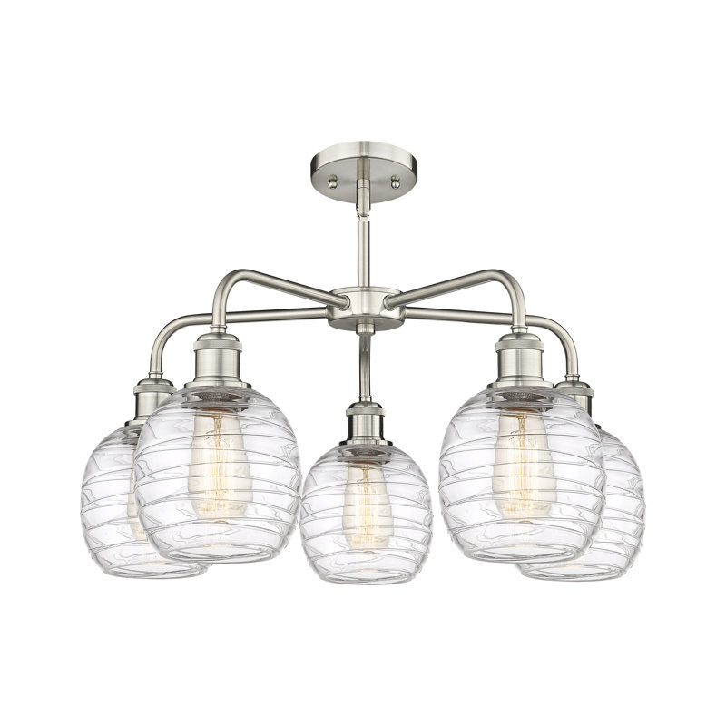 Lustre sphérique à 5 lumières Alve, Nickel satiné