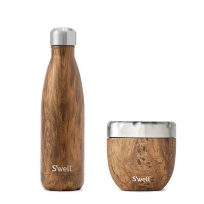 Wood Teakwood Water Bottle and Food Storage Container