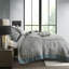 Couvre-lit 5 pièces pour grand lit - sarcelle avec coussins 100% coton, rembourrage en microfibre de coton, bordure grise séduisante-119448688-119448689