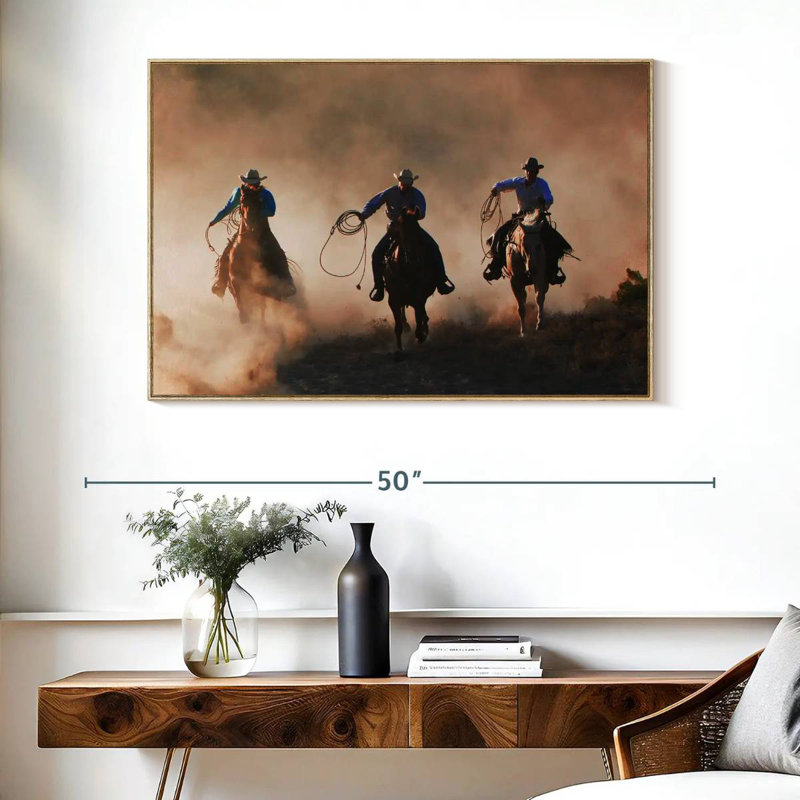 Western Sundown, Cadre flottant en bois naturel, 40 po x 27 po