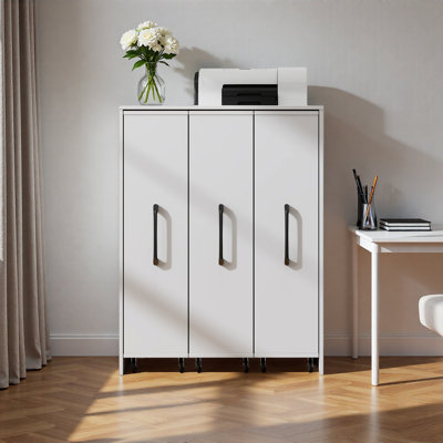 Bibliothèque avec armoire à trois portes coulissantes, bibliothèque sur pied à 3 niveaux, classeur à dossier coulissant, armoire de rangement dissimulée dans le salon de la chambre à coucher avec roulettes