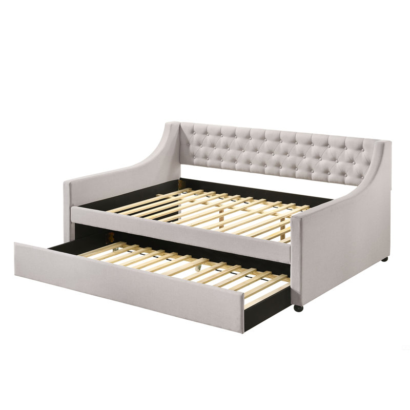 Lit de jour double et gigogne simple en tissu
