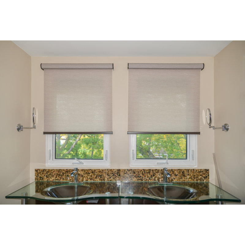 Store à enroulement semi-transparent tissé, Dune de sable, L 40 po x L 48 po, Sans fil