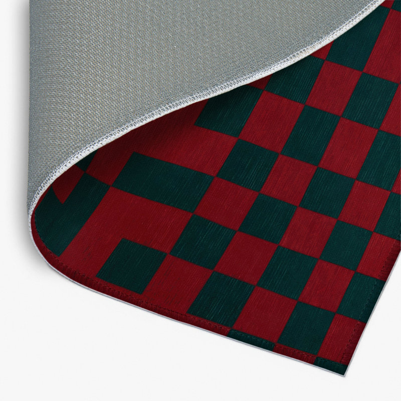 Tapis d'intérieur et d'extérieur à carreaux vert, Rectangulaire 2 pi x 3 pi