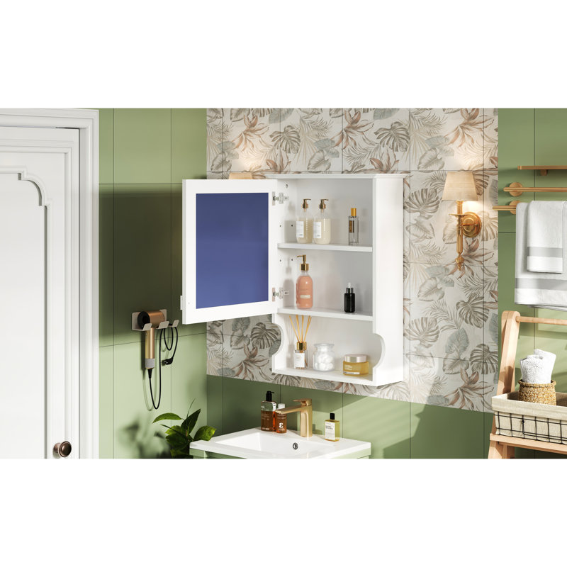 20'' Wall Mounted, Bathroom Cabinet, Half - Moon Shape, Soft Closing Hinges, High Definition Mirror Medicine Quality Hardware, Painted Finish