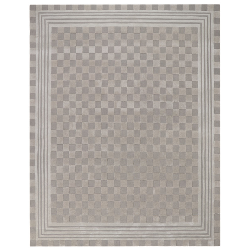 Light Gray Tonal Check Rug, Rectangle 8' x 10'