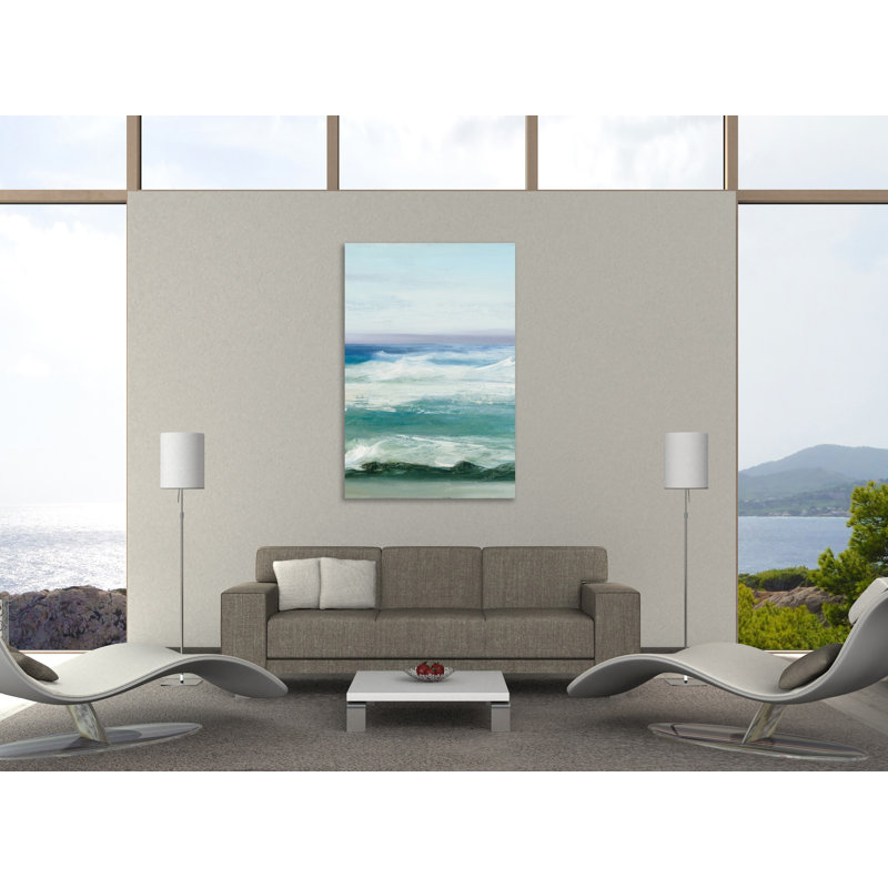 « azure ocean iii », reproduction de peinture à l’acrylique sur toile tendue, H 15 po x l 10 po x P 1,5 po