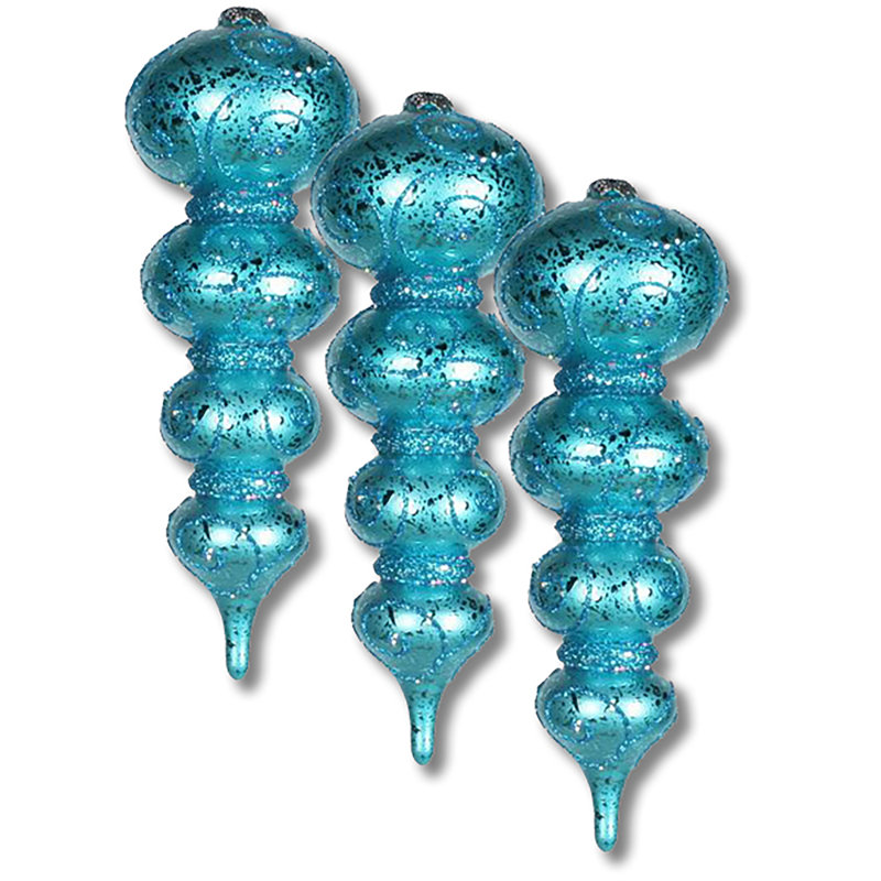 3 Piece Finial Ornament Set, Turquoise