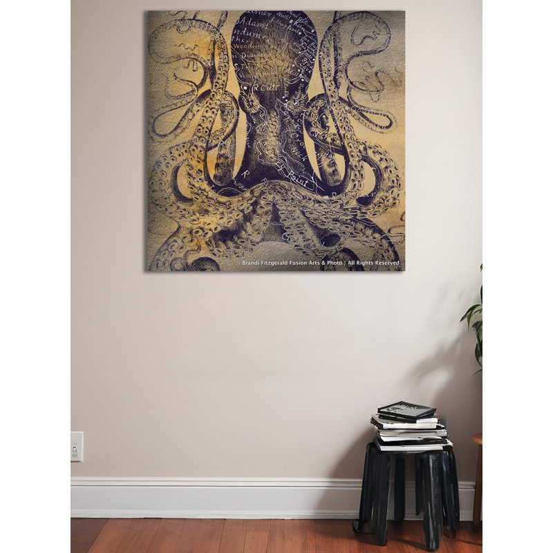 Pieuvre - impression sur toile tendue, H 36 po x l 36 po x P 1,5 po