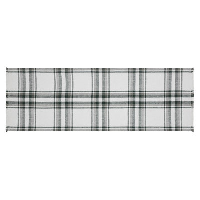 Harper Plaid Green White Runner Fringed 12x60