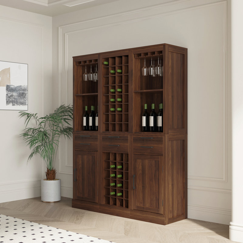 Armoire de bar à vin brun modulaire avec huche pour salle à manger