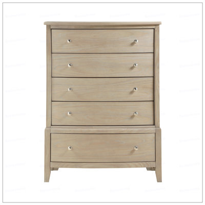 Classic Farmhouse Style Five-Drawer Storage Chest Wooden Bedroom Furniture Strong Durable