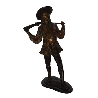 Statue Moraine Buffalo Bill en bronze montée sur une base en marbre - Taille: L 19 po x l 19 po x H 33 po.