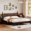 Lit plateforme en bois avec tête de lit en forme de gourde, lit plateforme de style rétro avec support à lattes en bois-302496830