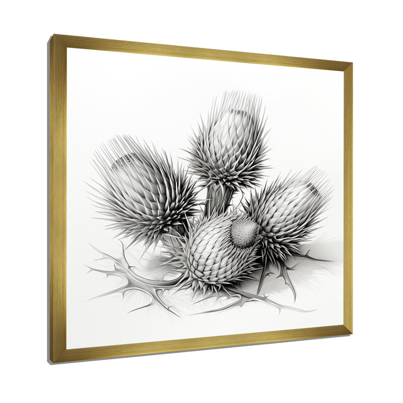 Fleurs de chardon - Art mural Thistle, Or, H 30 po x l 30 po