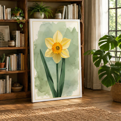 Golden Daffodil Botanical - Wrapped Canvas