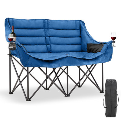 Chaise de camping double surdimensionnée Glena, chaise de camping double pour 2 personnes entièrement rembourrée avec sac de transport