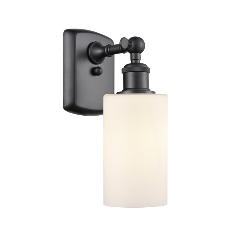 Glessite Armed Sconce, Matte White, Incandescent, Matte Black