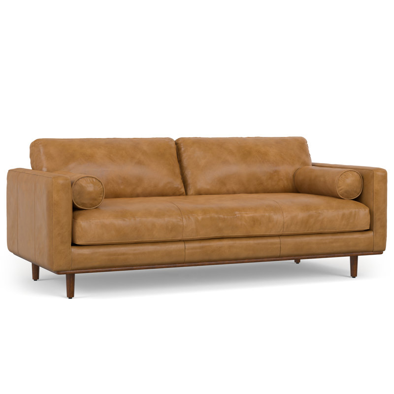 Morrison Genuine Leather Sofa, Mid-Century Modern Couch for Living Room, Handcrafted with Removable Cushions, 89" W