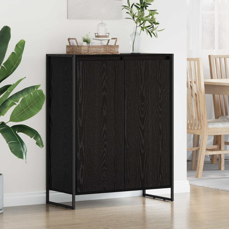 4 Pair Shoe Storage Cabinet, Black Oak