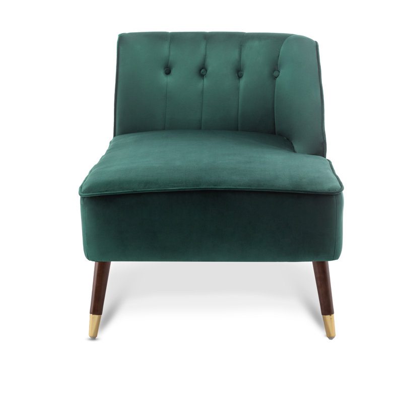 Bert Velvet Chaise Lounge, Emerald Green