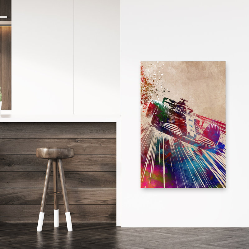 «Vibrant Race Car Motion», art moderne abstrait coloré, cheval, H 48 po x l 32 po