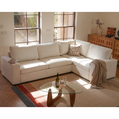 Caynemore Comerford L-Shaped Sectional Sofa Couch, 4-Seater Modular Couches With Deep Seat, Cloud Sofa For Living Room, Office-Beige
