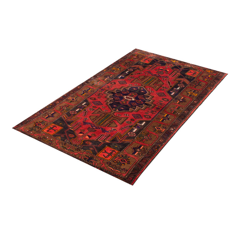 Tapis rouge unique noué à la main 4 pi 1 po x 6 pi 9 po Andelz