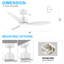 Kyptin 42" 3-blade Downrod Mount Ceiling Fan with LED Lights and Remote Control-100731613-100731610